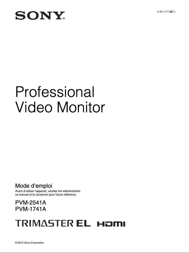 Imagen de la primera página del manual del dispositivo PVM-1741A