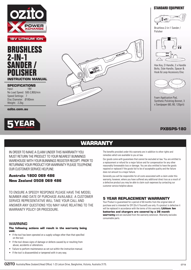 Imagen de la primera página del manual del dispositivo PXBSPS-180