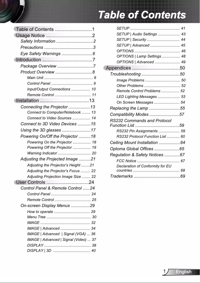 Página 1 del manual Manual de usuario Optoma EH300