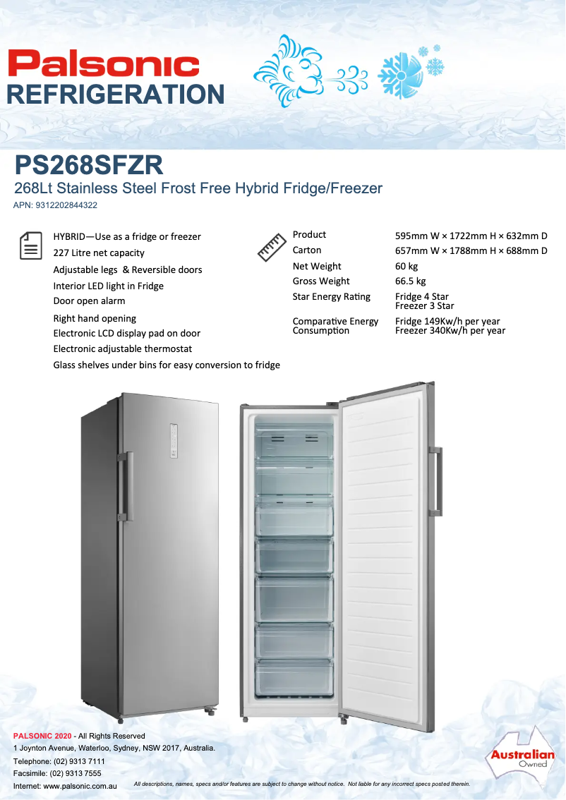 Imagen de la primera página del manual del dispositivo PS268SFZR