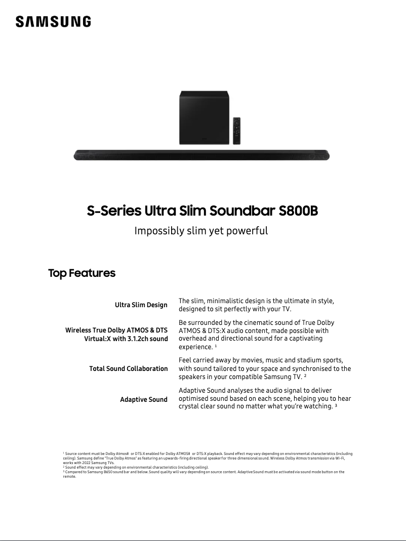 Imagen de la primera página del manual del dispositivo HW-S800B