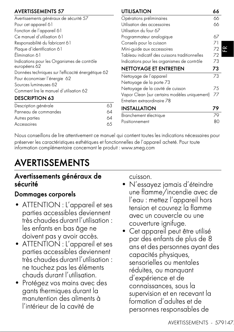 Página 1 del manual Manual de usuario Smeg SF6400PZX