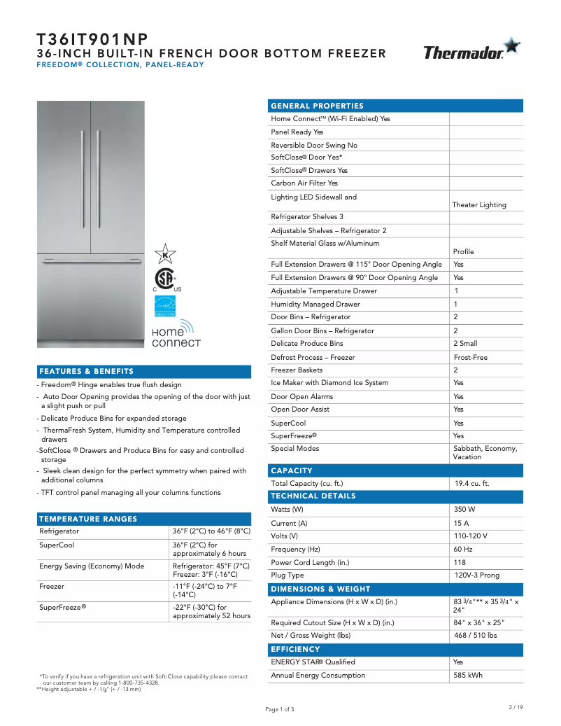 Imagen de la primera página del manual del dispositivo Freedom T36IT900NP