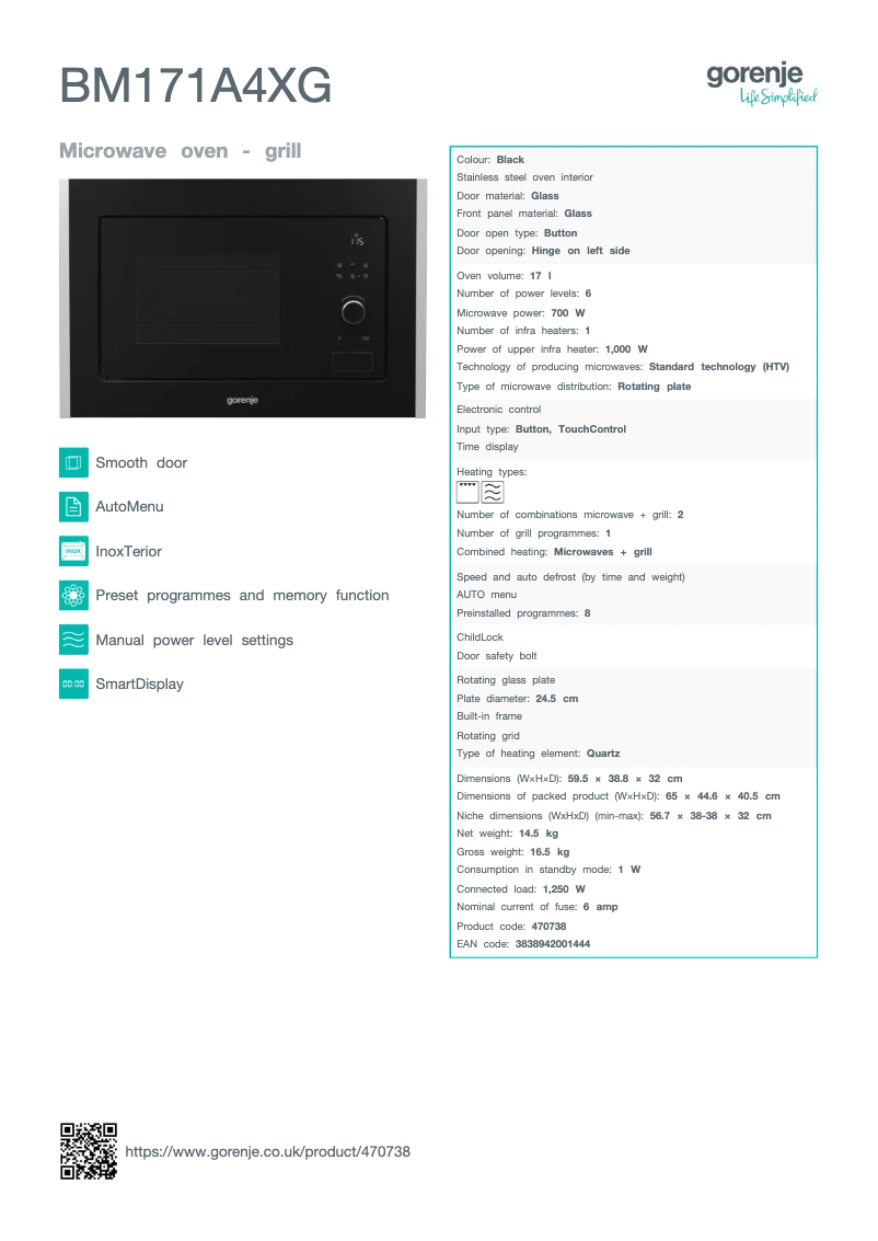 Imagen de la primera página del manual del dispositivo BM171A4XG