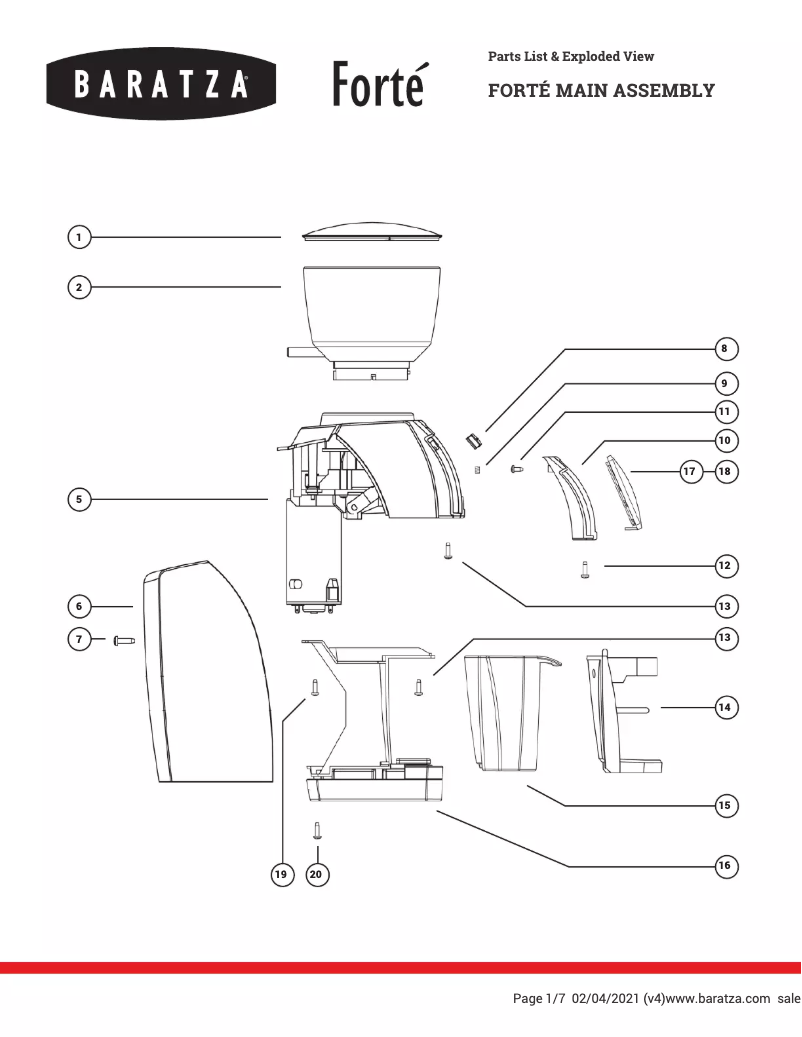 Página nº 1 - Ficha técnica Baratza Forté BG