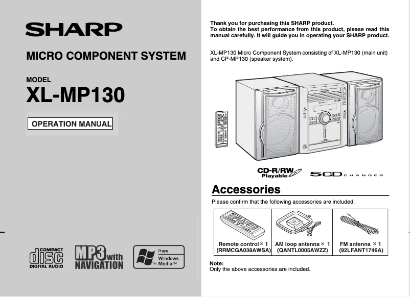 Imagen de la primera página del manual del dispositivo XL-MP130