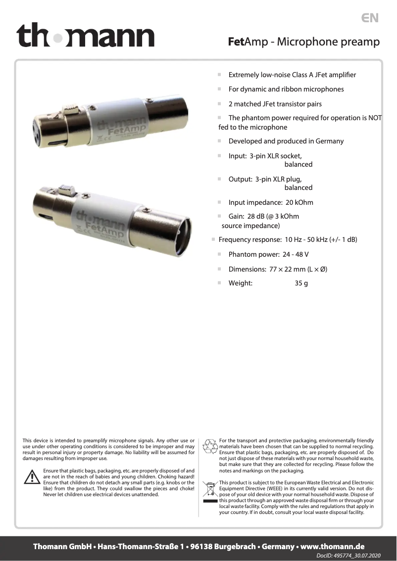 Imagen de la primera página del manual del dispositivo FetAmp