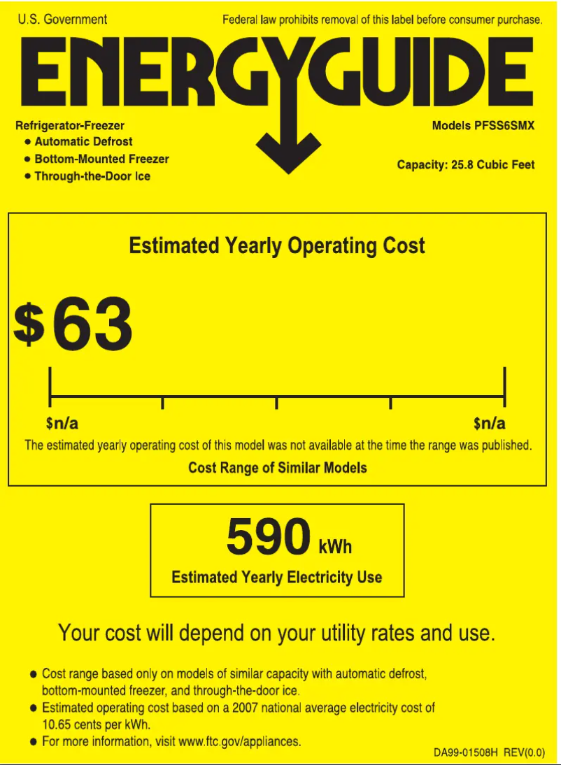 Página 1 del manual Etiqueta energética GE Profile PFSS6SMXSS