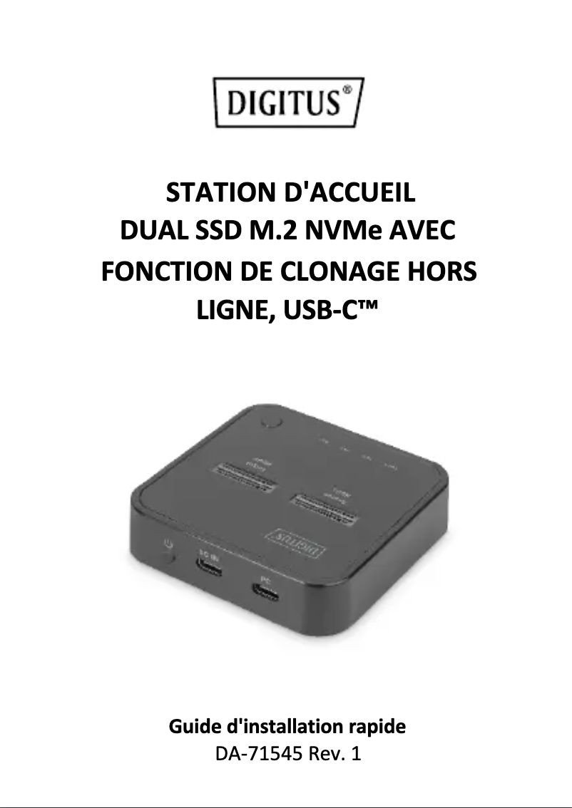 Imagen de la primera página del manual del dispositivo DA-71545