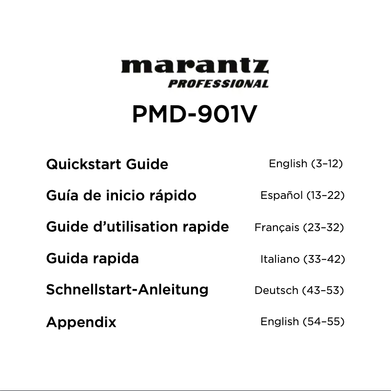 Página 1 del manual Guía de inicio rápido Marantz PMD-901V