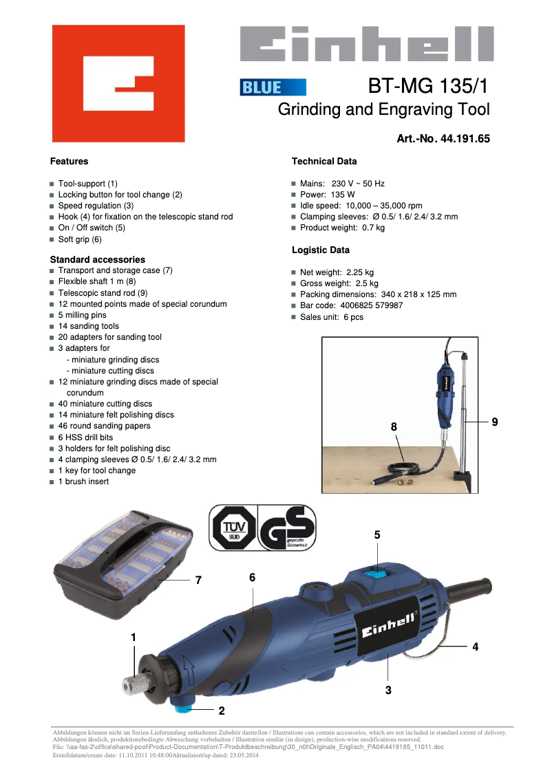 Imagen de la primera página del manual del dispositivo BT-MG 135/1