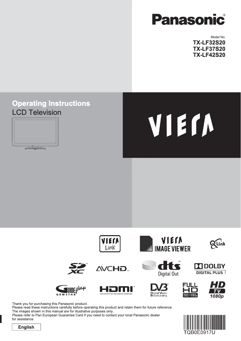 Página nº 1 - Manual de usuario Panasonic Viera TX-LF37S20