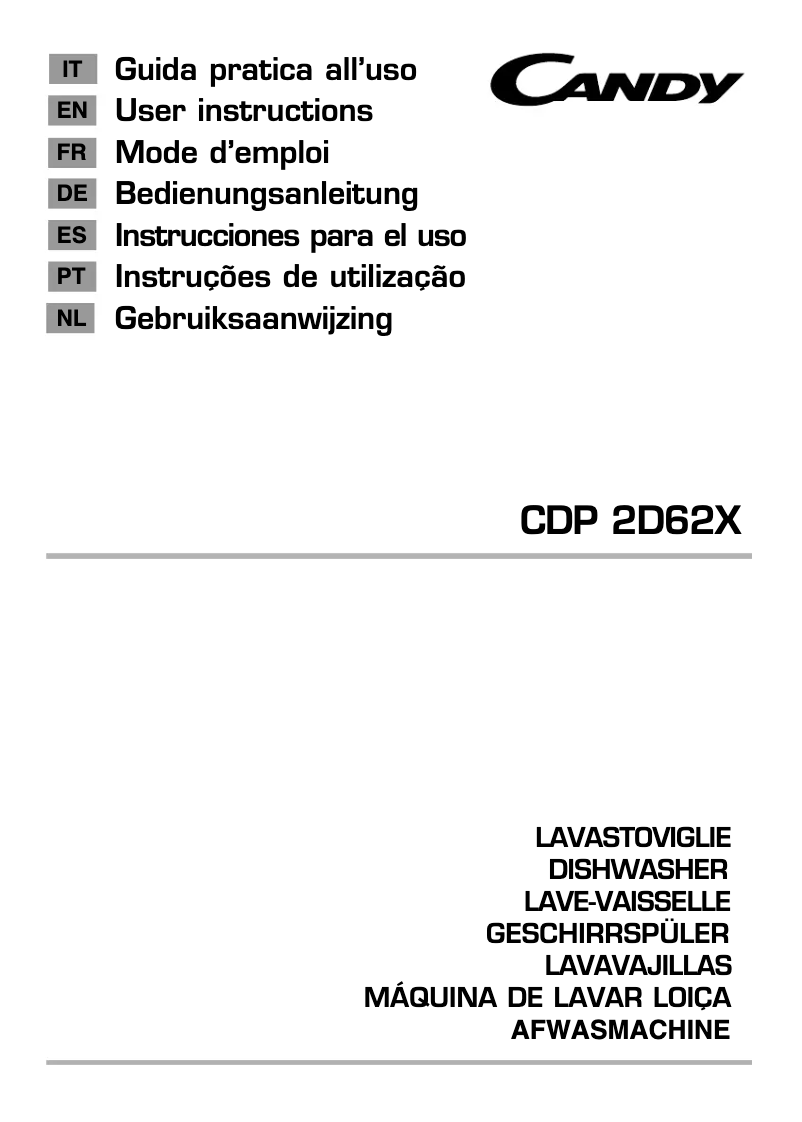 Página 1 del manual Manual de usuario Candy CDP 2D62X