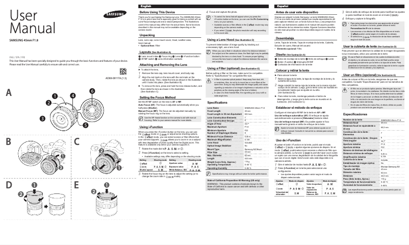 Imagen de la primera página del manual del dispositivo S45ANB