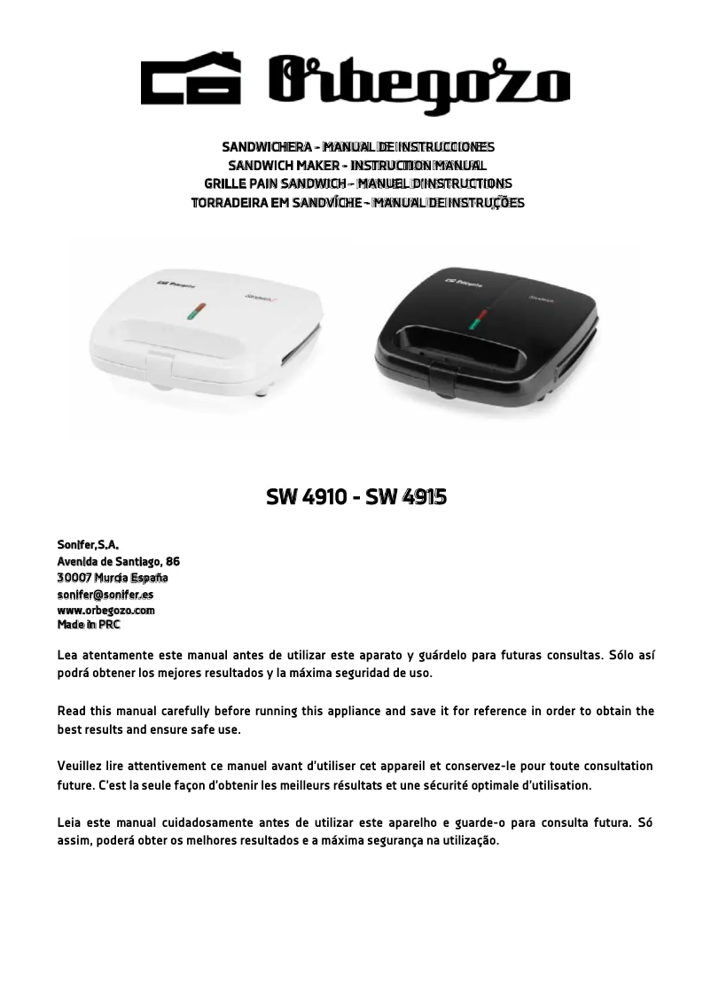 Página 1 del manual Manual de usuario Orbegozo SW 4915