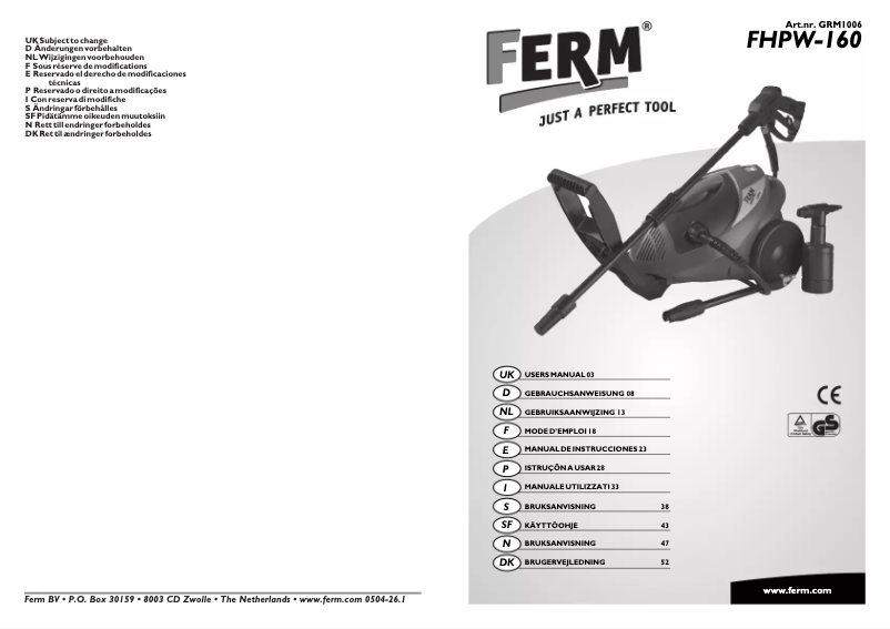 Página nº 1 - Manual de usuario Ferm GRM1006