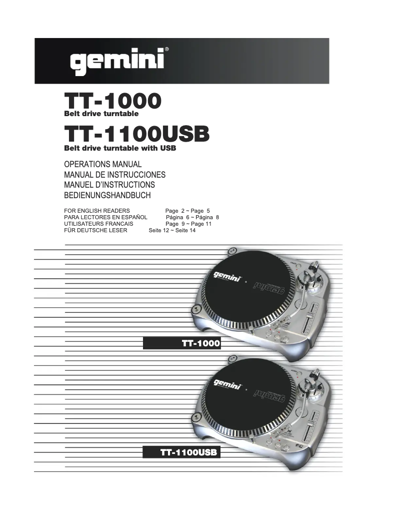 Página nº 1 - Manual de usuario Gemini TT-1100USB