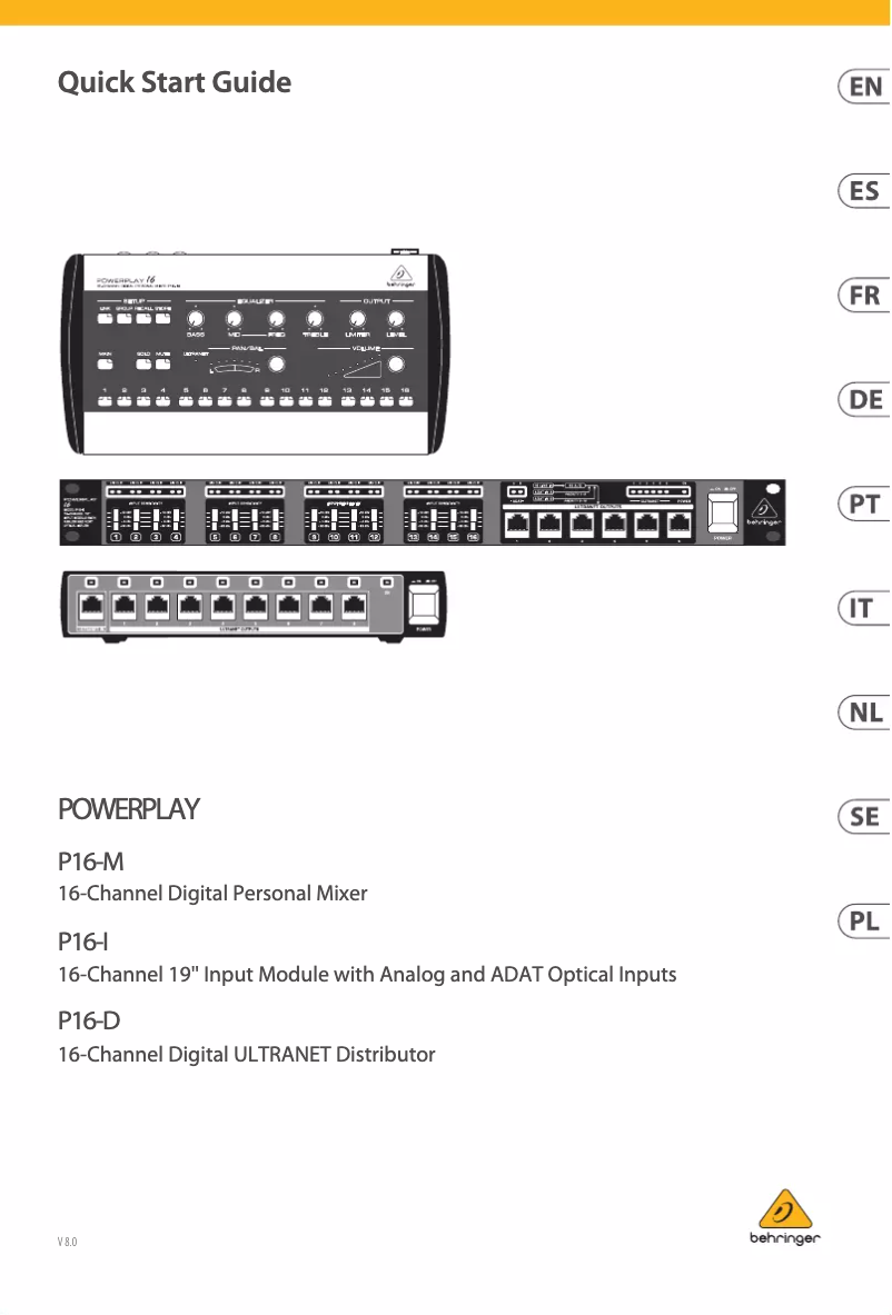 Página 1 del manual Guía de inicio rápido Behringer Powerplay P16-M