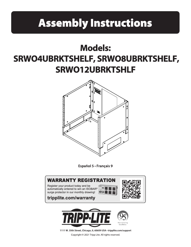 Imagen de la primera página del manual del dispositivo SmartRack SRWO8UBRKTSHELF