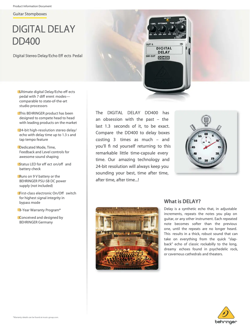 Imagen de la primera página del manual del dispositivo Digital Delay DD400