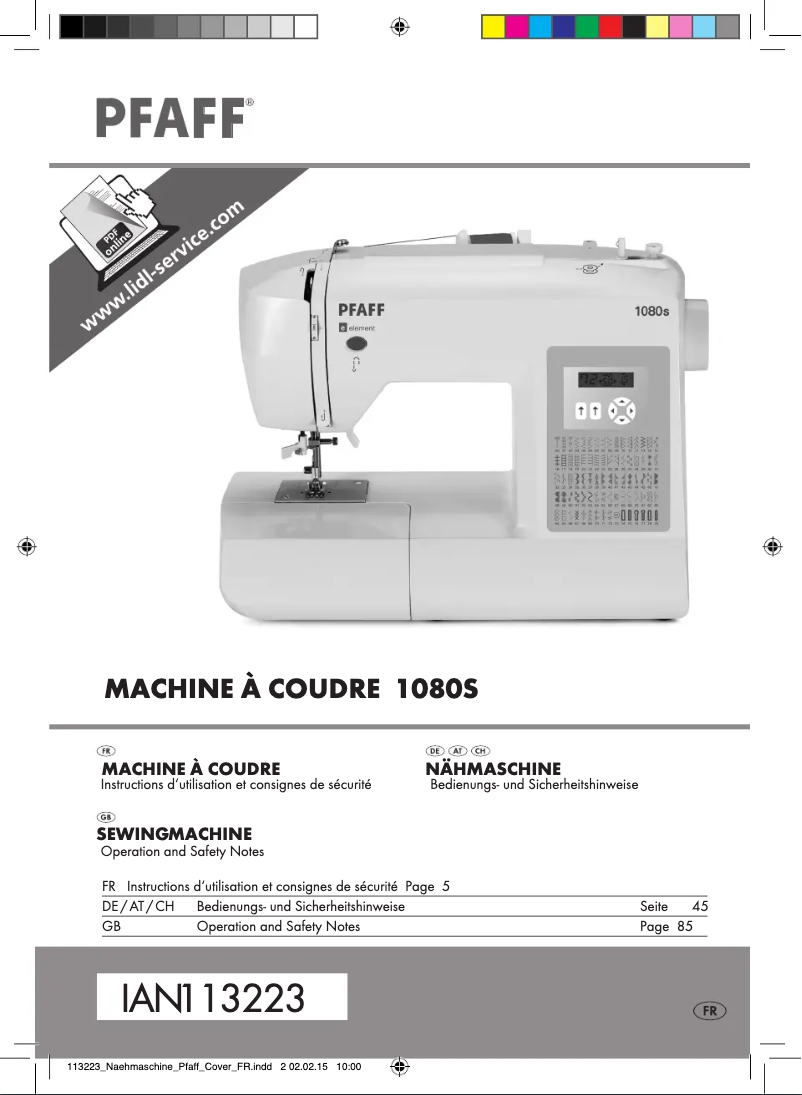 Página 1 del manual Manual de usuario Pfaff 1080S