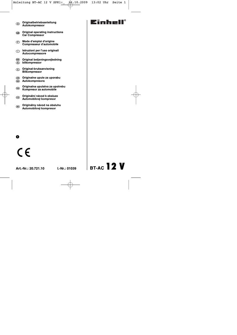 Página nº 1 - Manual de usuario Einhell AK 12/250