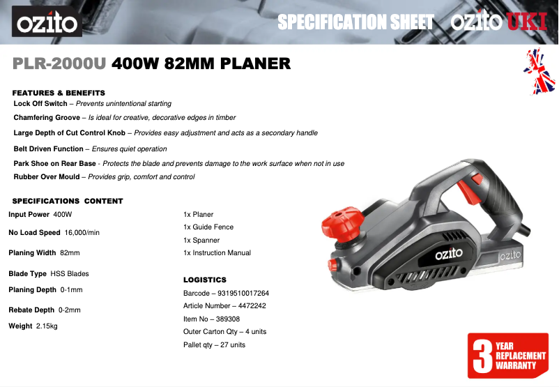 Imagen de la primera página del manual del dispositivo PLR-2000U