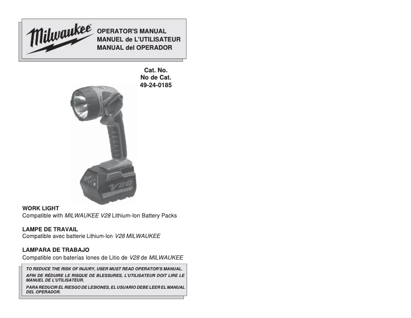 Página 1 del manual Manual de usuario Milwaukee V28