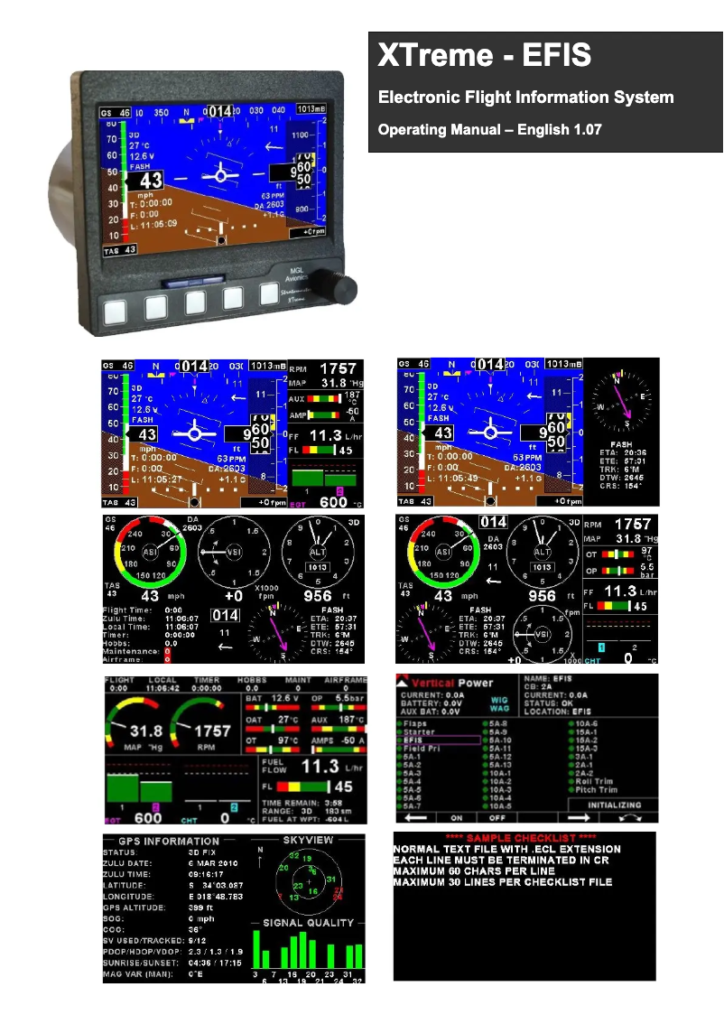 Imagen de la primera página del manual del dispositivo XTreme - EFIS