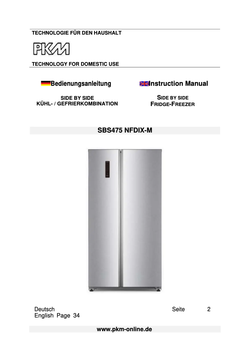 Página 1 del manual Manual de usuario PKM SBS475 NFDIX-M