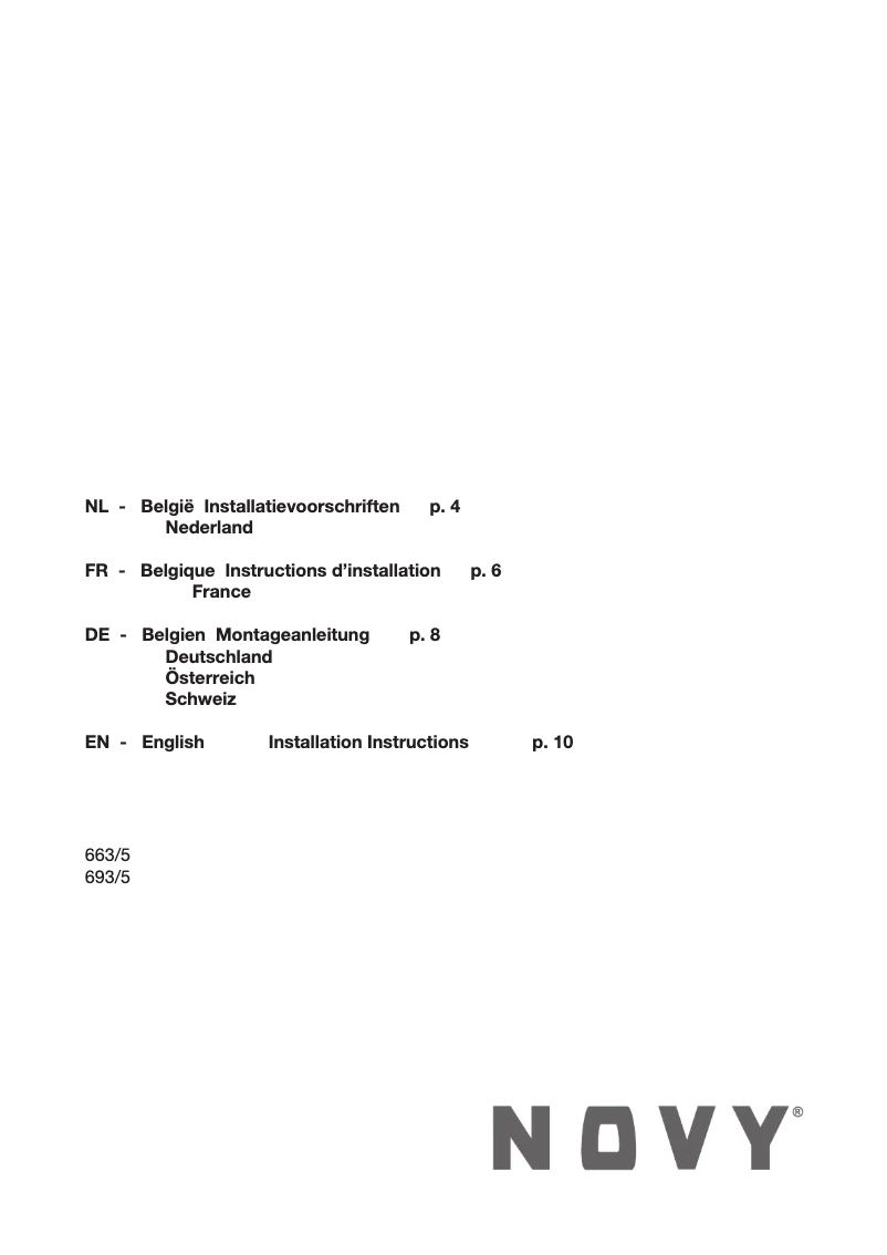 Página 1 del manual Guía de instalación Novy 693