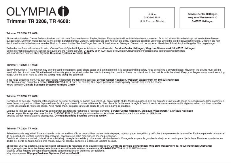 Imagen de la primera página del manual del dispositivo TR 3208