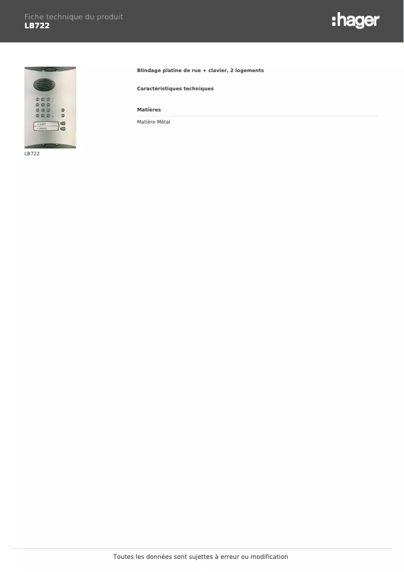 Imagen de la primera página del manual del dispositivo LB722