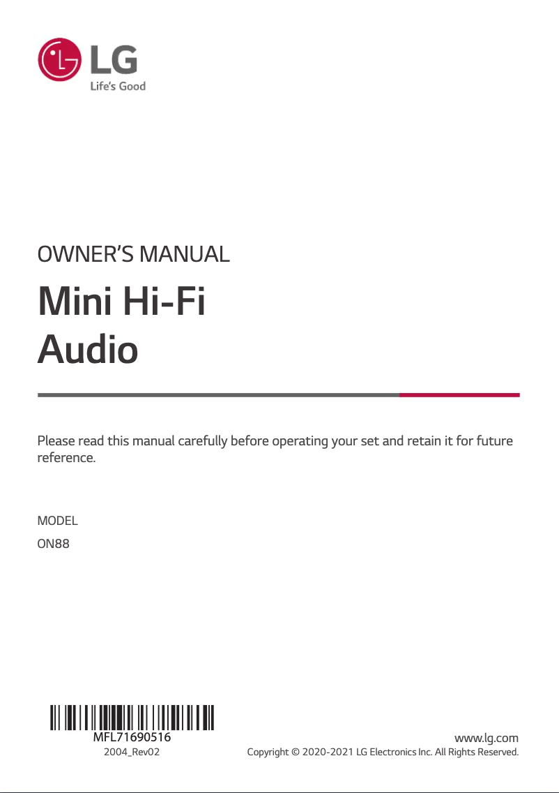 Imagen de la primera página del manual del dispositivo ON88