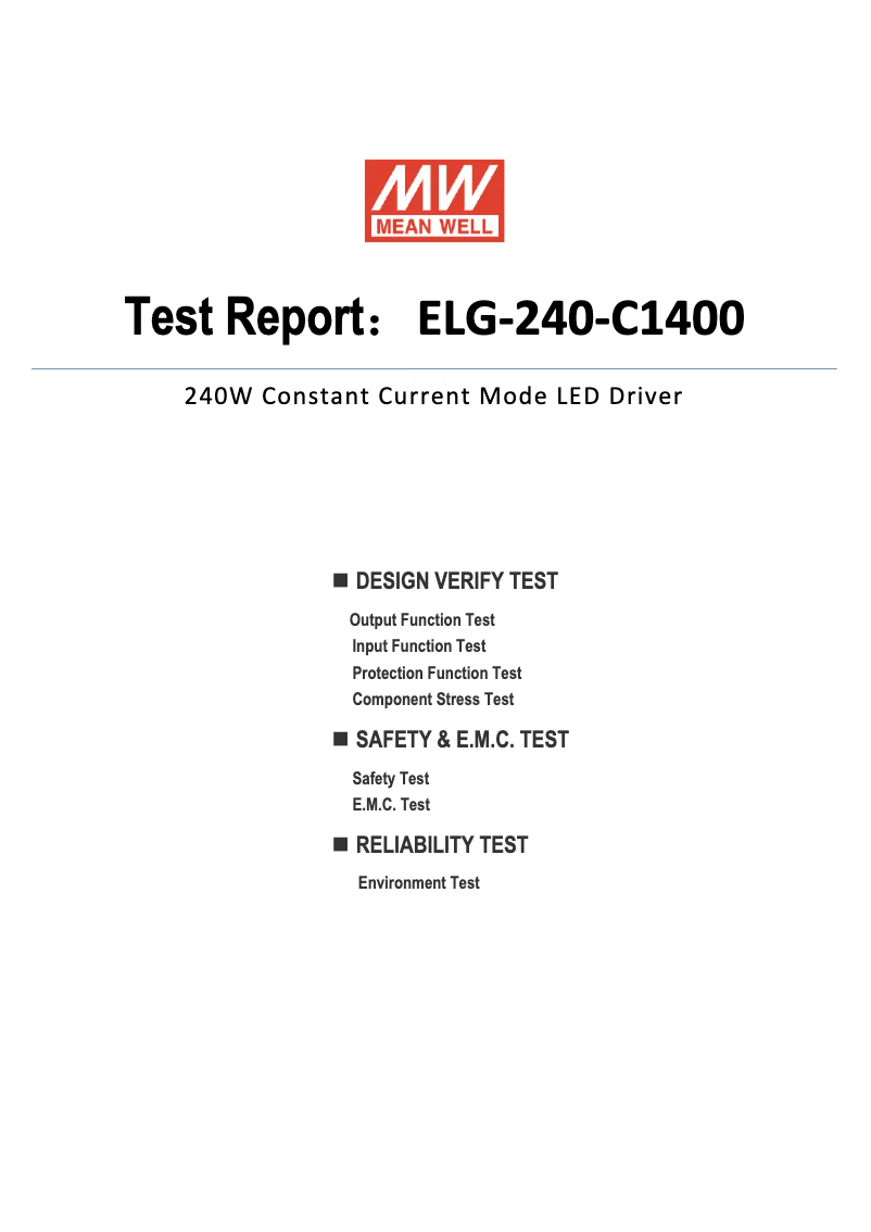 Página 1 del manual Ficha técnica Mean Well ELG-240-C1400