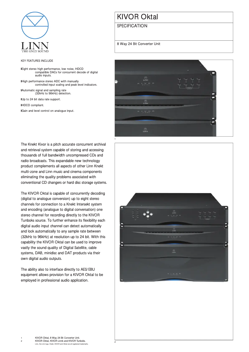 Imagen de la primera página del manual del dispositivo Kivor Oktal