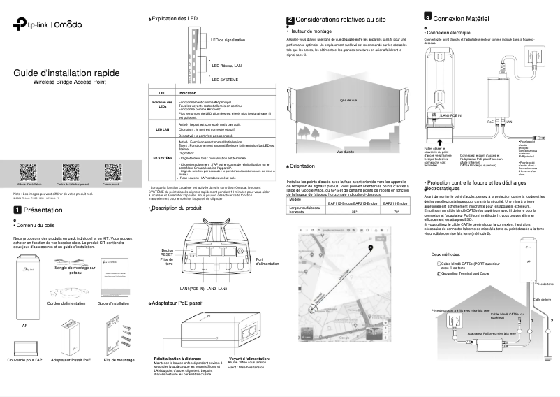 Imagen de la primera página del manual del dispositivo Omada EAP115-Bridge KIT