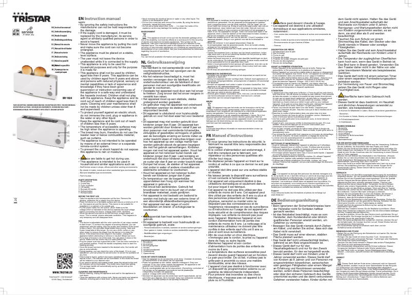Página 1 del manual Manual de usuario TriStar BR-1024