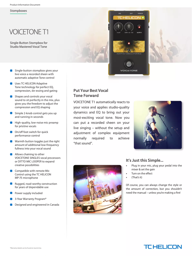 Página nº 1 - Ficha técnica TC Helicon VoiceTone T1