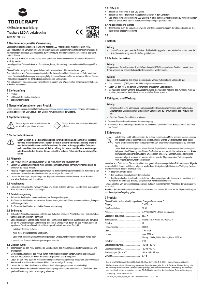 Página 1 del manual Manual de usuario Toolcraft WL-1000