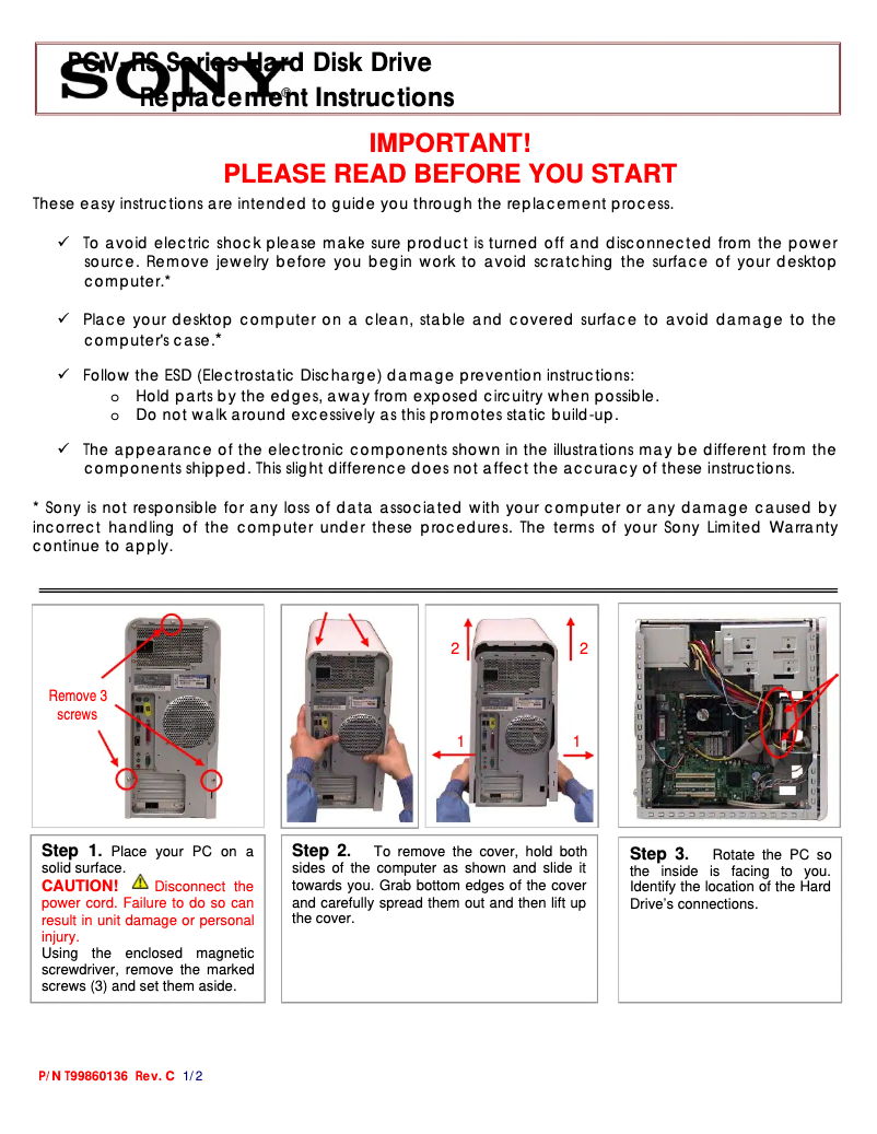 Imagen de la primera página del manual del dispositivo Vaio PCV-RS101V