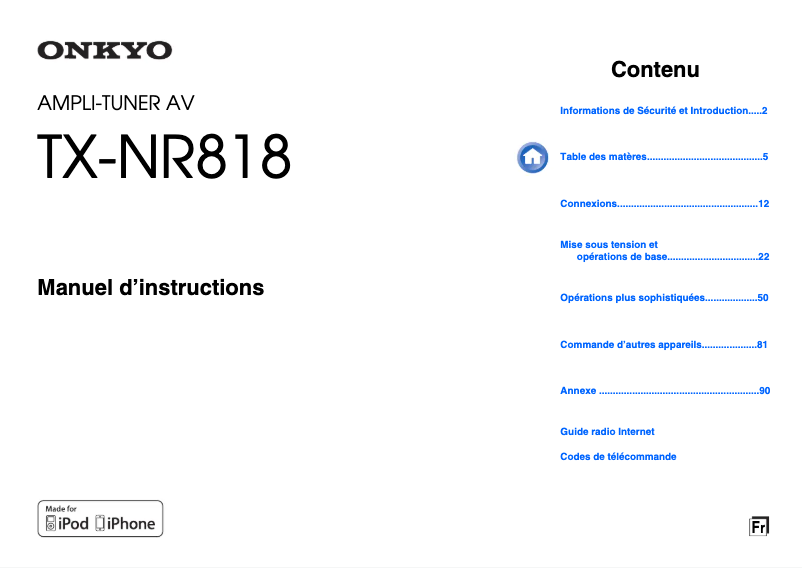 Imagen de la primera página del manual del dispositivo TX-NR 818