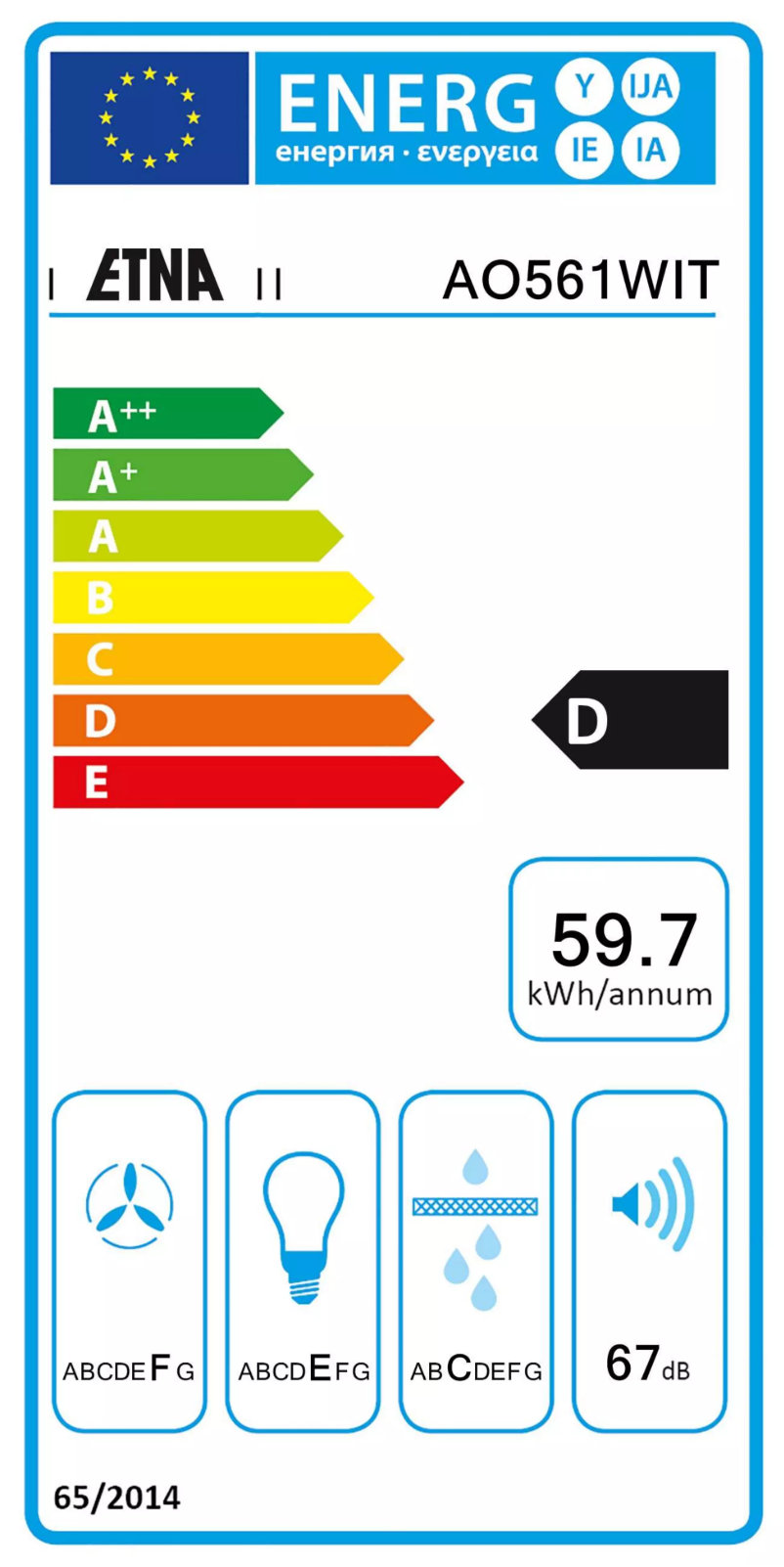 Página 1 del manual Etiqueta energética Etna AO561WIT