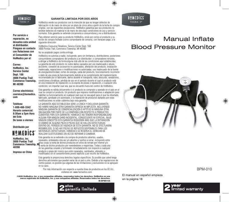 Imagen de la primera página del manual del dispositivo BPM-010