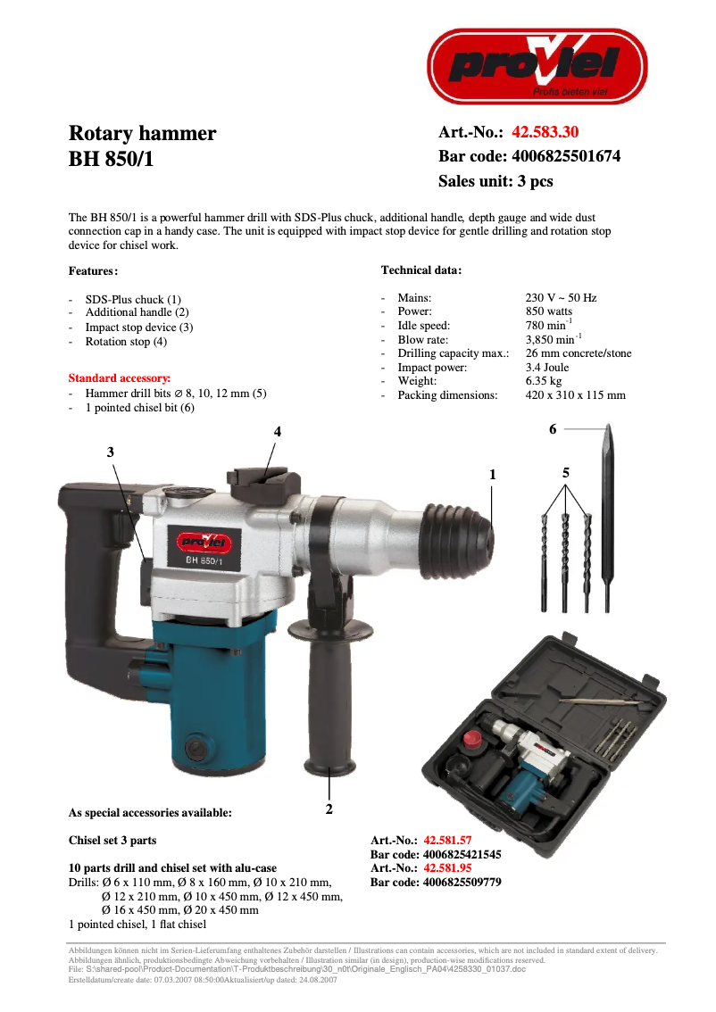 Imagen de la primera página del manual del dispositivo BH 850/1