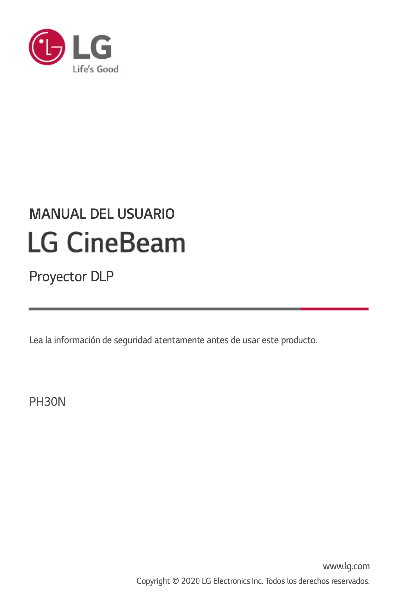 Imagen de la primera página del manual del dispositivo CineBeam PH30N