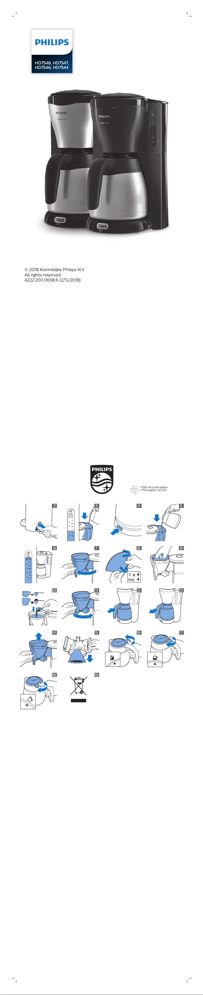 Imagen de la primera página del manual del dispositivo Café Gaia HD7542