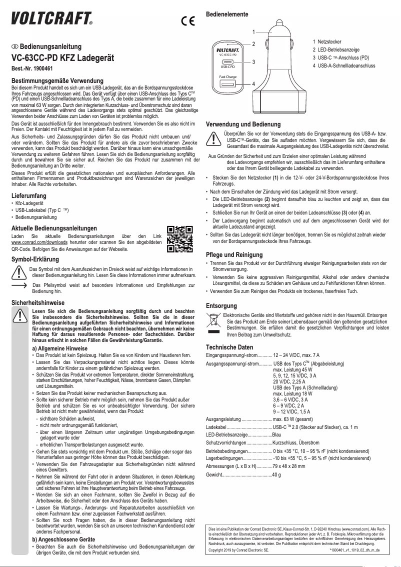 Página 1 del manual Manual de usuario Voltcraft CAS-63