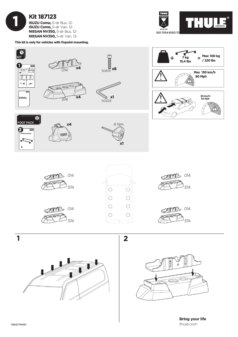 Página nº 1 - Manual de usuario Thule Kit 187123