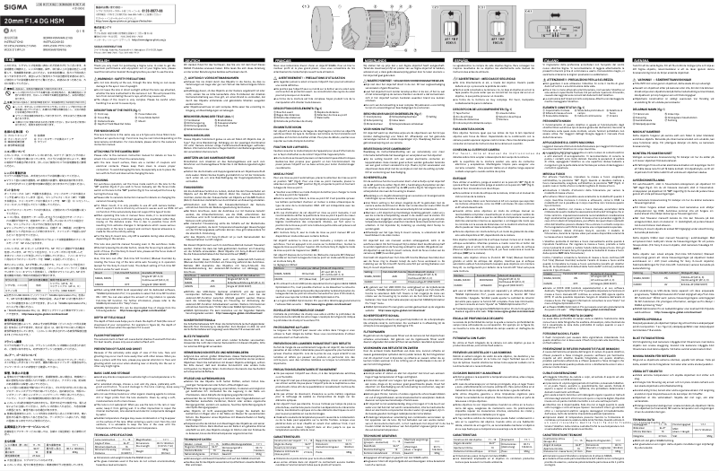 Página nº 1 - Manual de usuario Sigma Art 20mm F1.4 DG HSM